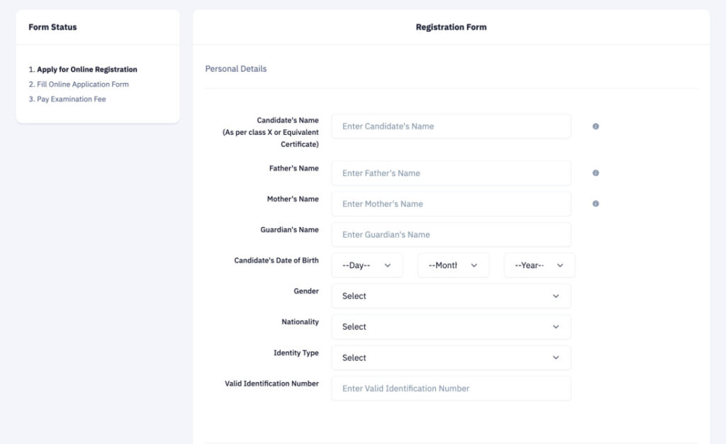 Personal Deatils - CUET Exam Registration Form