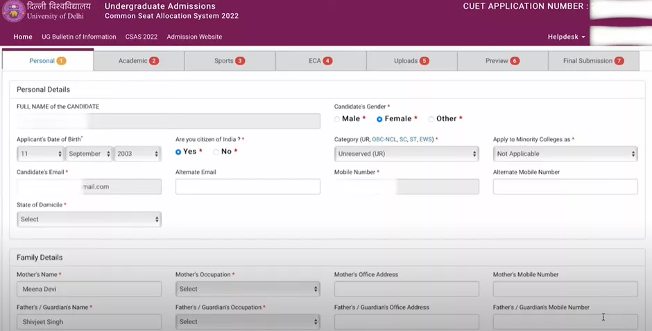 Registration on DU CSAS Portal - DU Admission