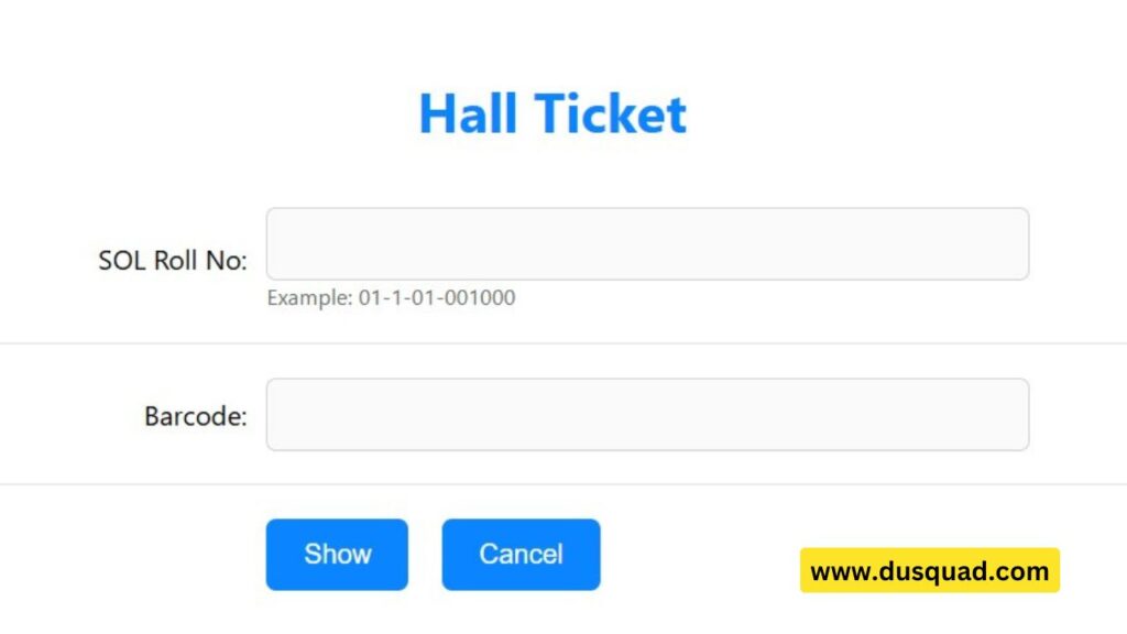 Download DU SOL Hall Ticket